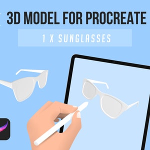 1 x Sunglasses 3D Model for Procreate 3D Digital Painting on iPad | Part of 3D Models Accessories Asset Pack for Procreate