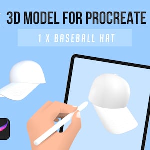 1 x Baseball Hat 3D Model for Procreate 3D Digital Painting on iPad | From Procreate 3D Accessories Asset Pack