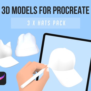 1 X Baseball Hat 3D Model for Procreate 3D Digital Painting on