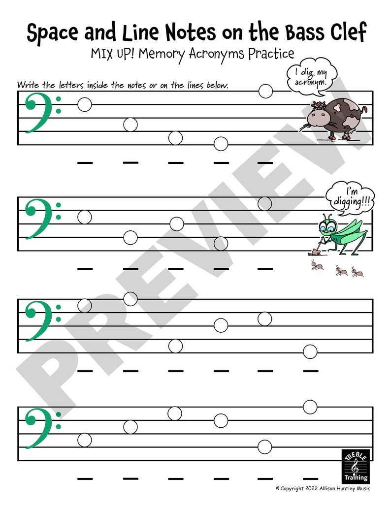 Notes on the Grand Staff Music Memory Worksheets 24 pages image 9