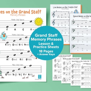 Music Mnemonics for Treble and Bass Clef- Piano Note Reading Activity Sheets (Digital Download)
