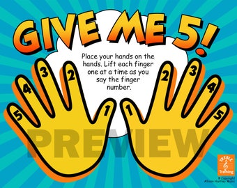 Give Me 5, Learn Piano Finger Numbers: Colored Page and Black and White Coloring Page