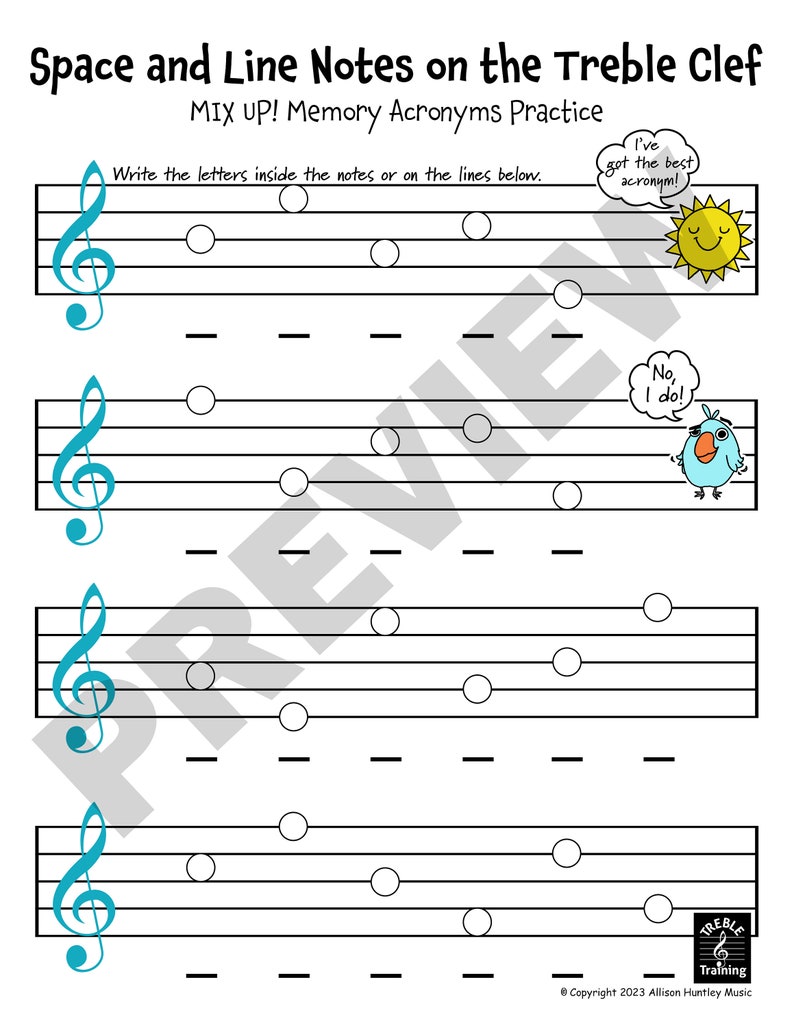 Notes on the Grand Staff Music Memory Worksheets 24 pages image 8