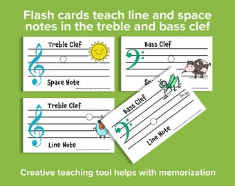 Grand Staff Music Acronym Flash Cards