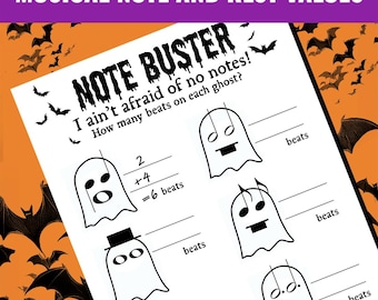 Notknäckare! Halloweenmusikmatte - Övning på att läsa och skriva rytmer (digital nedladdning)