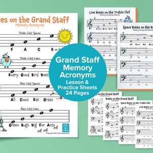 Notes on the Grand Staff Music Memory Worksheets 24 pages image 1