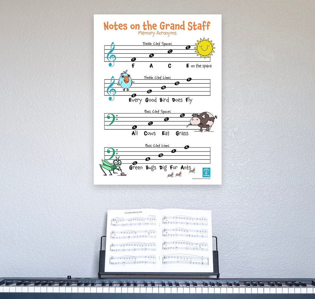 Notes on the Grand Staff Music Acronym Poster 18X24 Etsy