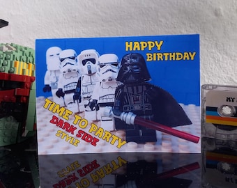Biglietto d'auguri, Biglietto d'auguri LEGO Star Wars Darth Vader e Stormtrooper, Minifigure, Biglietto divertente, Conga, Biglietto per feste
