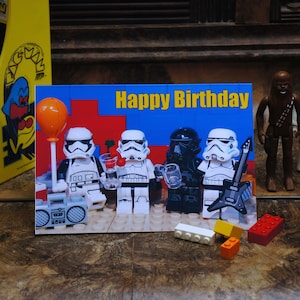 Carte d'anniversaire, carte de fête, photo du Stormtrooper et du deathtrooper Star Wars de Lego, carte drôle, carte d'art,