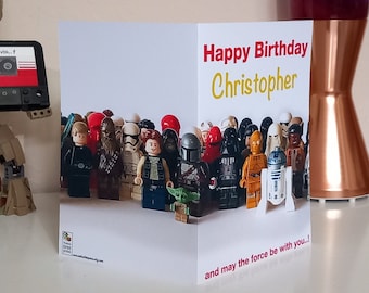Biglietto d'auguri personalizzato di Star Wars, biglietto personalizzato, foto di Lego Darth Vader, Kylo Ren, Mandaloriano, Clone Trooper