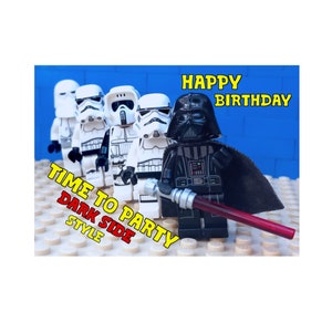 Carte d'anniversaire, carte d'anniversaire LEGO Star Wars Dark Vador et Stormtrooper, mini figurine, carte amusante, conga, carte de fête