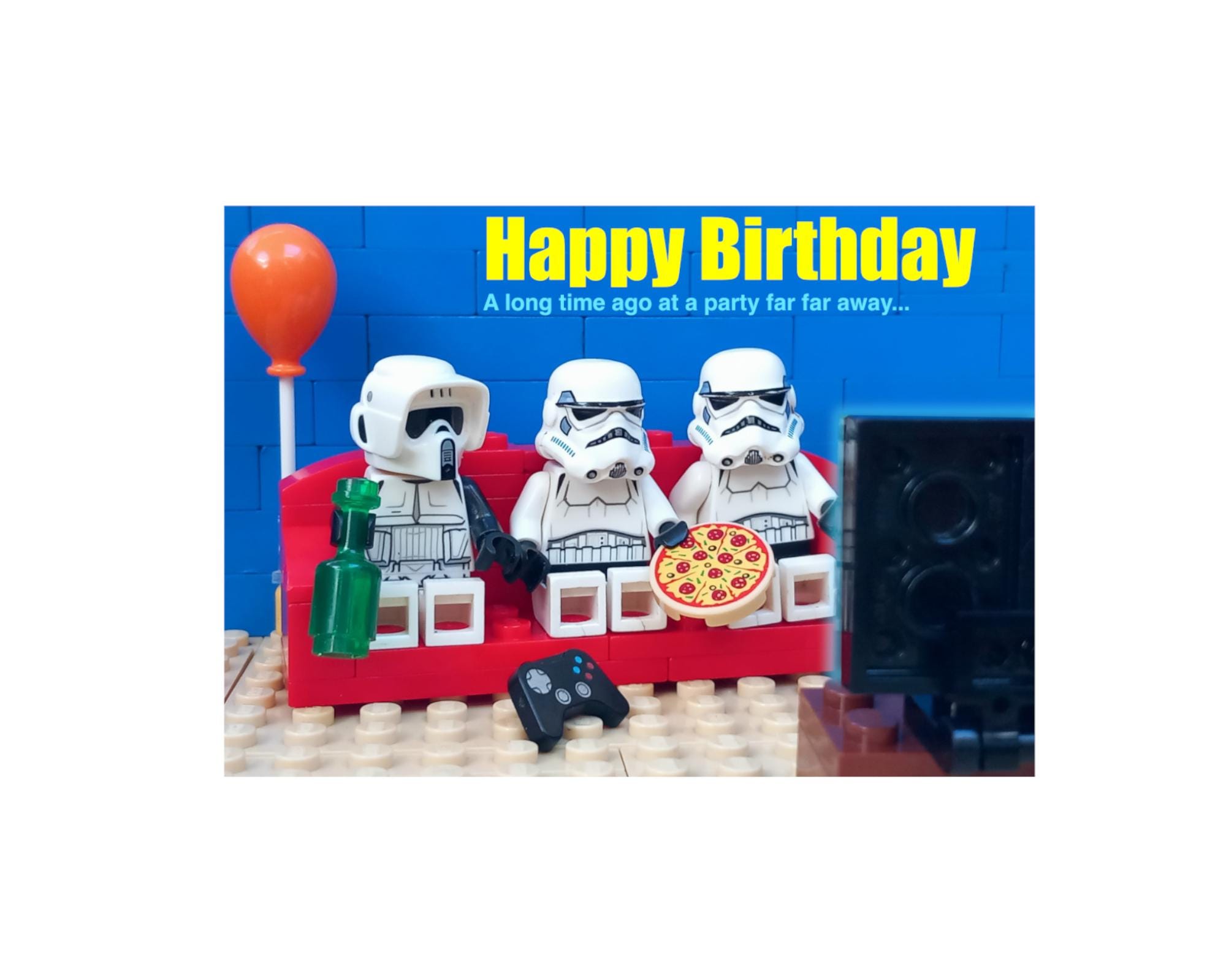 Birthday Card Party Card Photograph of Lego s Star Wars Stormtrooper and Scout Trooper Art Card Funny Card Stormtroopers on a Couch Sofa Etsy