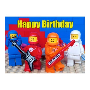 Carte d'anniversaire, photo de Lego's Spaceman, carte Rock and roll, carte des années 1980, rétro,