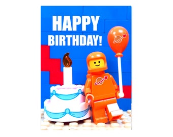 Lego's Spaceman Mini Figure photograph Birthday card, Classic space man, Funny card, Space fan, card for LEGO fan,