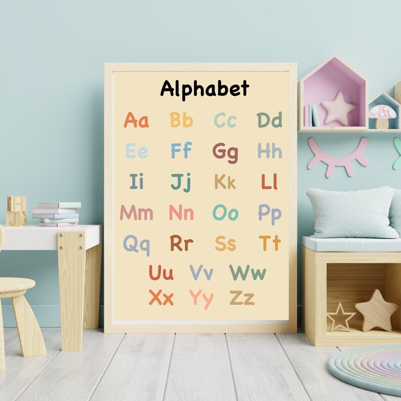 EDUCATIONAL POSTER Rainbow Alphabet Poster Nursery - Etsy