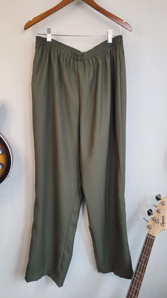 Vintage 1980s Olive Green Polyester Pants by R&M R