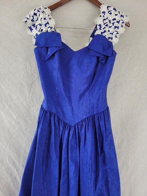 alfred angelo blue dress Vintage 60s "Flirtations By Alfred Angelo" Blue Ruffle and Lace Dress LA Retro Girl