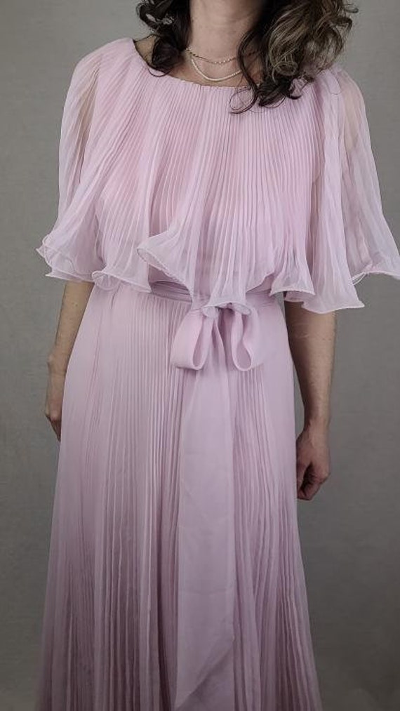 Vintage 1960s Dreamy Pleated Pink Chiffon Miss El… - image 6