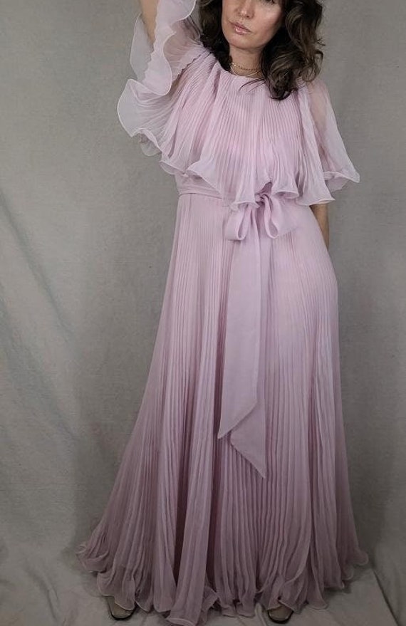 Vintage 1960s Dreamy Pleated Pink Chiffon Miss El… - image 5