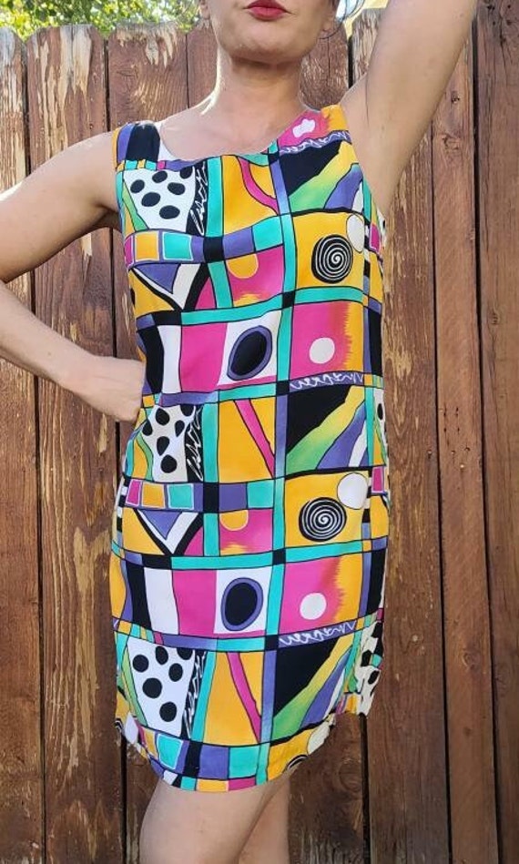 Vintage Early 1990s Color Pop Shift Dress by The L