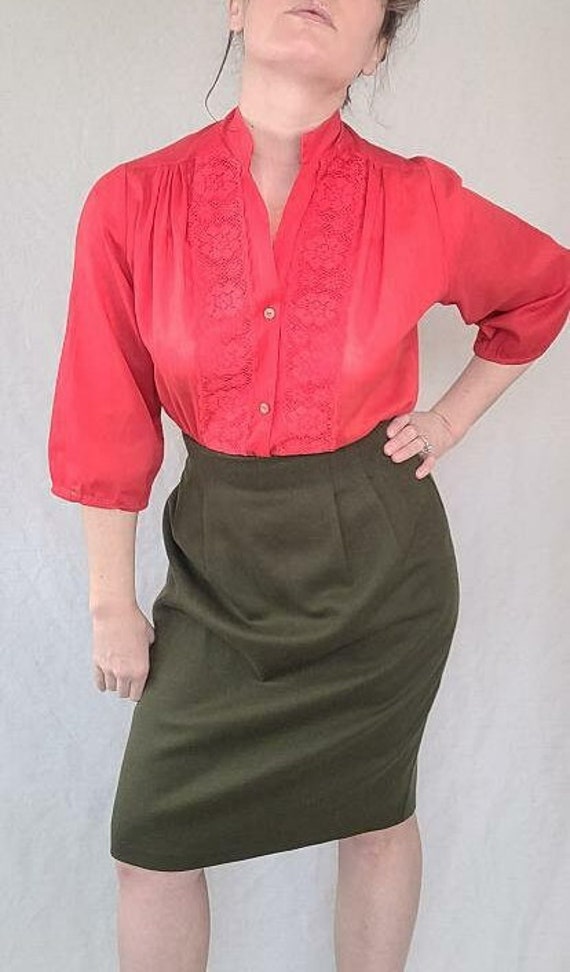 Vintage 1960s Red Orange Tunic Blouse by Carefree 