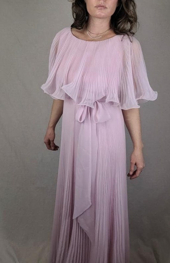 Vintage 1960s Dreamy Pleated Pink Chiffon Miss Ell