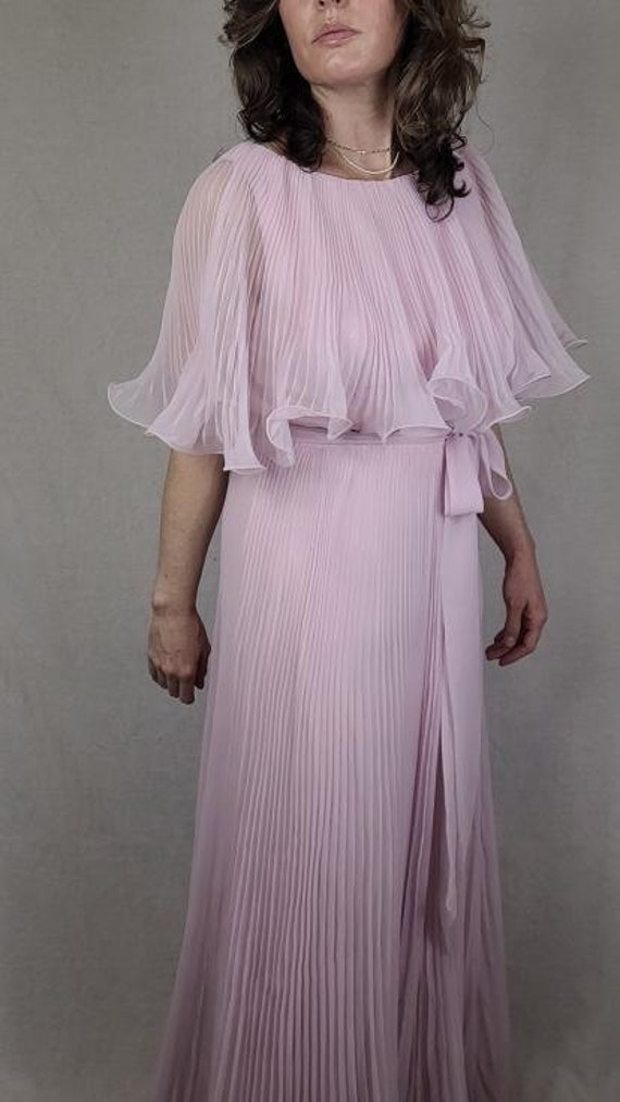 Vintage 1960s Dreamy Pleated Pink Chiffon Miss El… - image 8