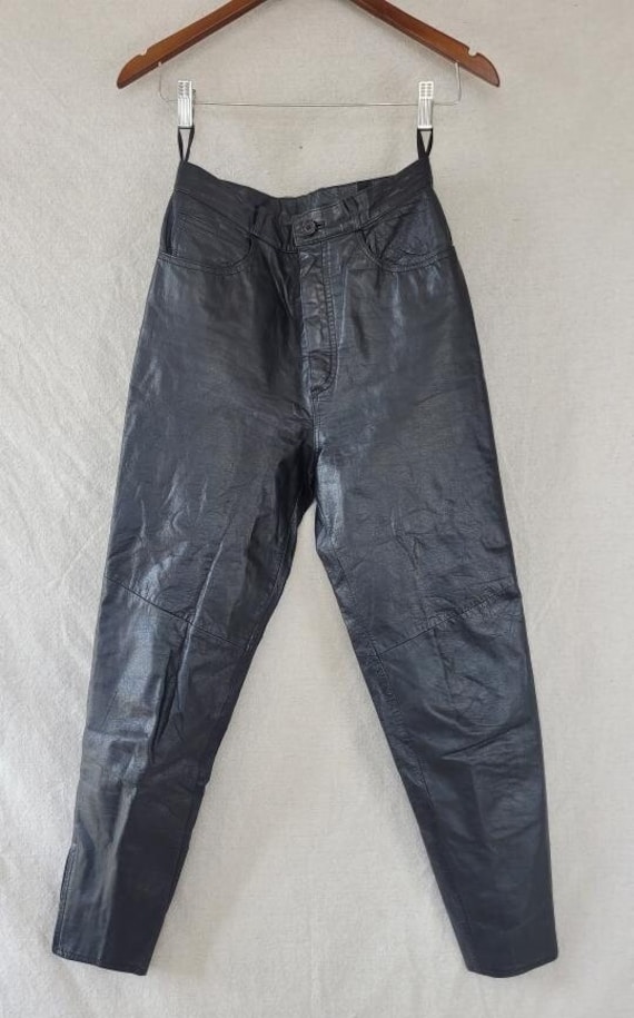 Amazing Vintage 1980s Genuine Black Leather Pants 