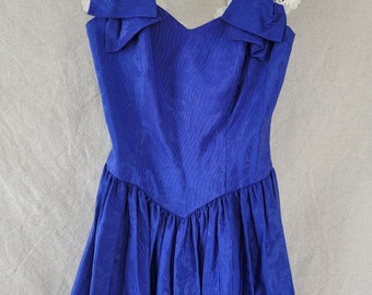 Vintage 1970s Blue Alfred Angelo Dress in Size XS-S