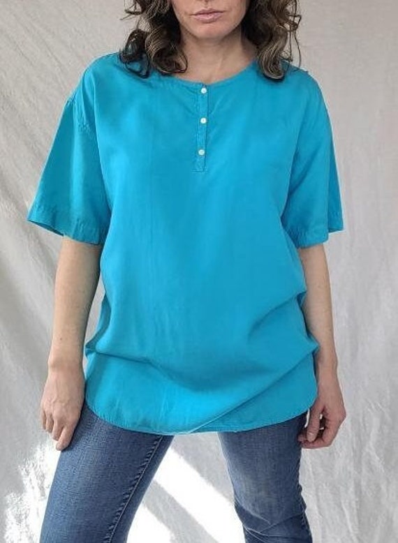 Vintage 1980s Teal Blue Top bu The Gap in Size Sma