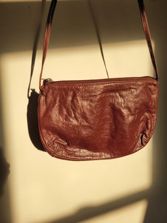 Vintage Late 70s/Early 80s Brown Leather Handbag - image 2