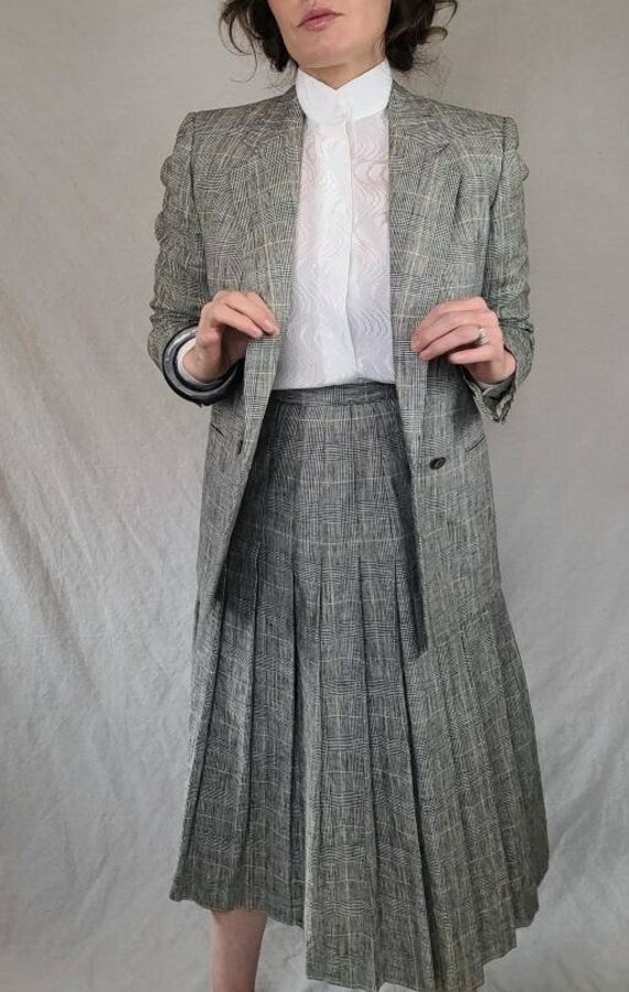 Vintage 1980s Two-Piece Gray Plaid Brooks Brooher… - image 2