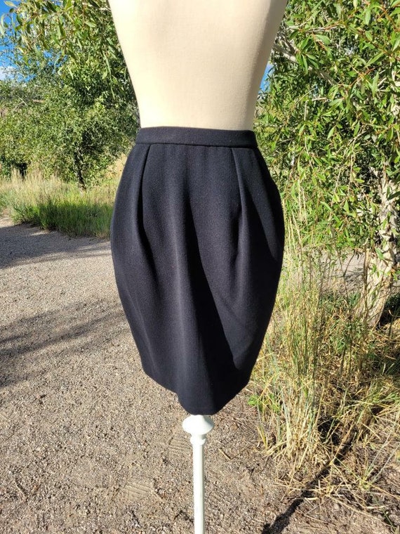 Vintage 1980s Donna Karan Wool Skirt in Dark Charc