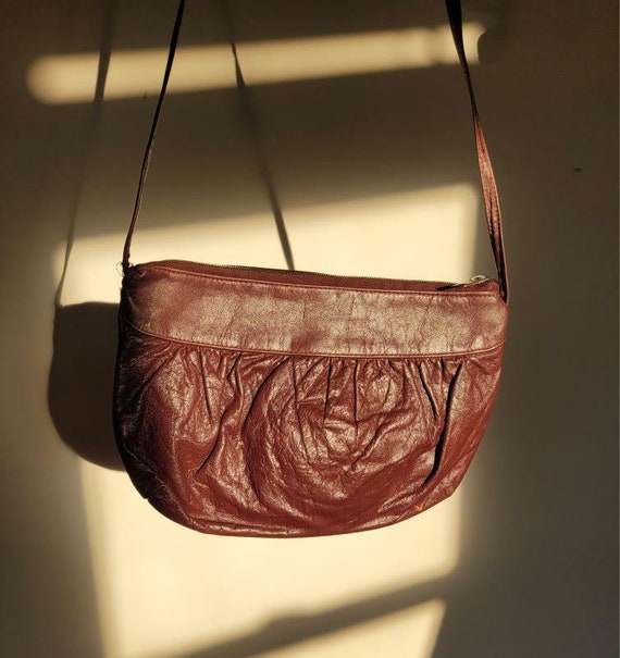 Vintage Late 70s/Early 80s Brown Leather Handbag - image 1