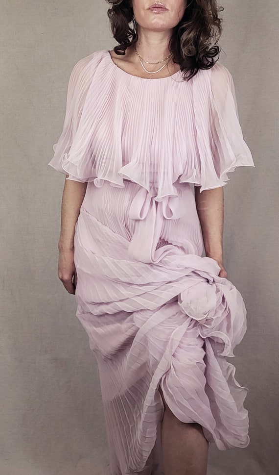 Vintage 1960s Dreamy Pleated Pink Chiffon Miss El… - image 10