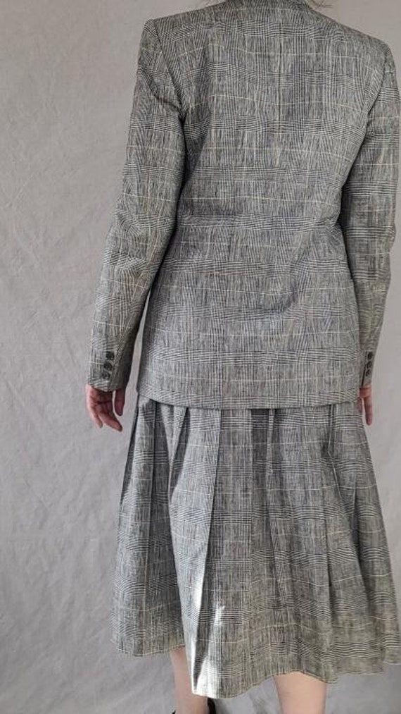Vintage 1980s Two-Piece Gray Plaid Brooks Brooher… - image 3