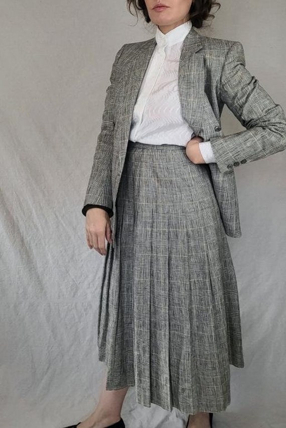 Vintage 1980s Two-Piece Gray Plaid Brooks Brooher… - image 6