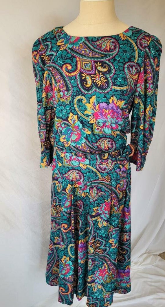 Vintage 1980s Paisley Shirtdress by Lisa Petites i