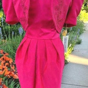 Vintage 1980s NWT Hot Pink Strapless Dress and Bolero Set by Jessica Howard in Size 6