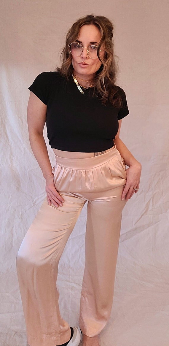 Vintage 80s Ellen Tracy Ballerina Pink Silk Pants… - image 1