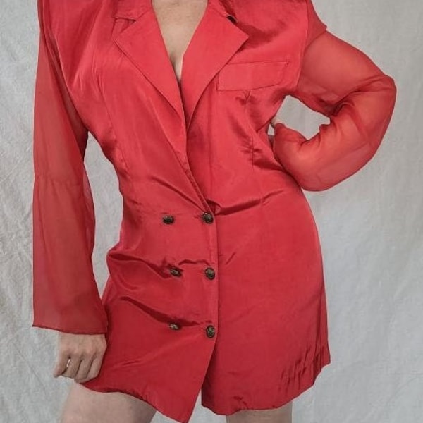 Vintage 1980s Red Blazer Dress by Design Todays in Size Medium