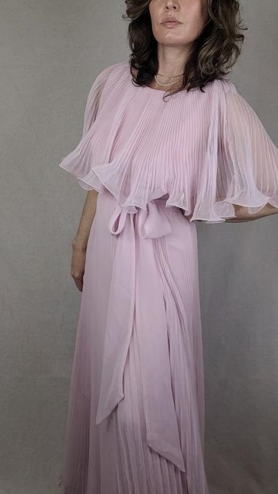 Vintage 1960s Dreamy Pleated Pink Chiffon Miss El… - image 4