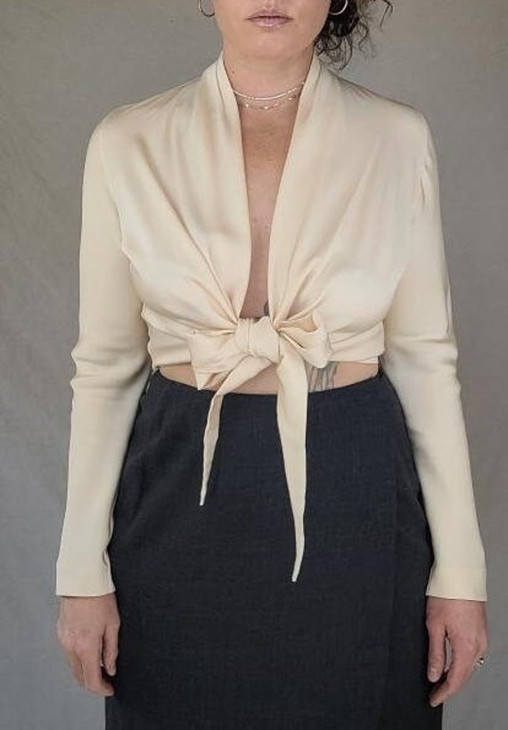 Vintage 1970s Donna Karan Cream/Lightest Gold Silk