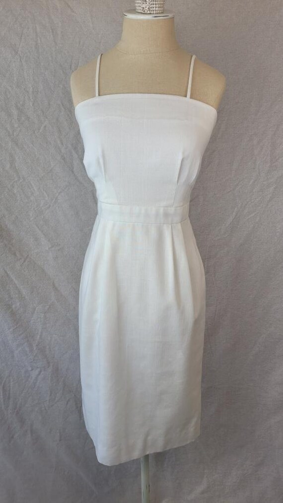 Vintage 1970s White Linen Courthouse Wedding Dress