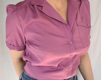 Vintage 1980s Pink Purple Top by Ship N' Shore in Size S-M