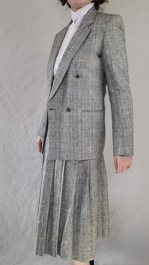 Vintage 1980s Two-Piece Gray Plaid Brooks Brooher… - image 4