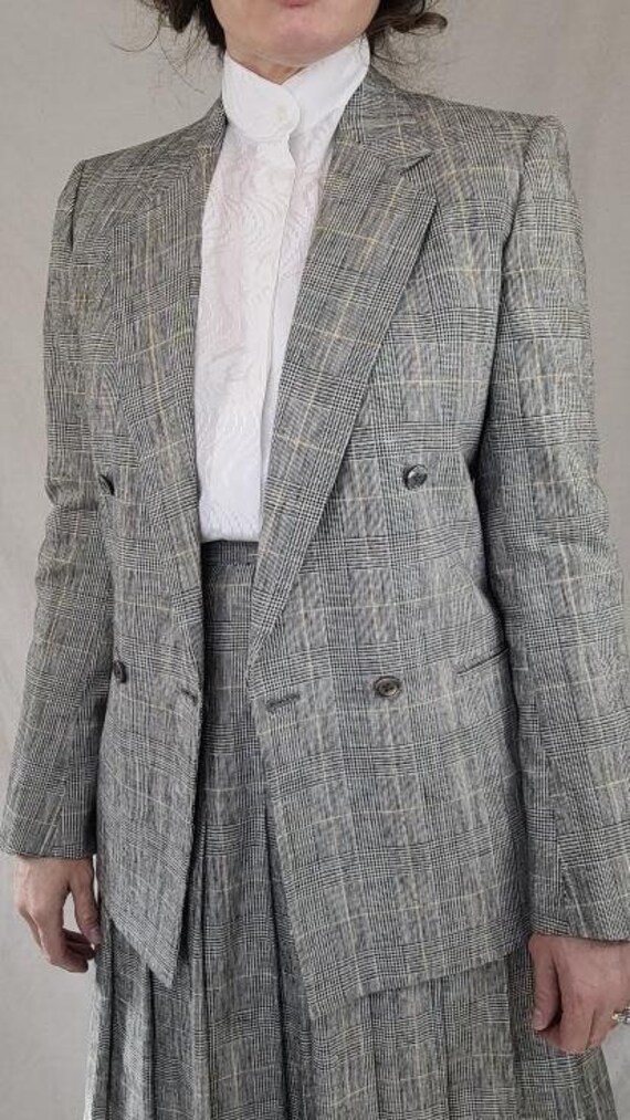 Vintage 1980s Two-Piece Gray Plaid Brooks Brooher… - image 7
