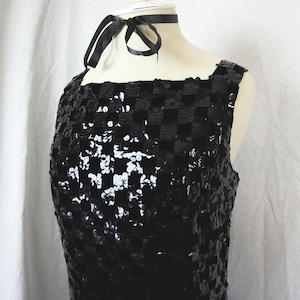 Vintage 1960s Black Sequined Dress by Malcolm Starr in Size Medium