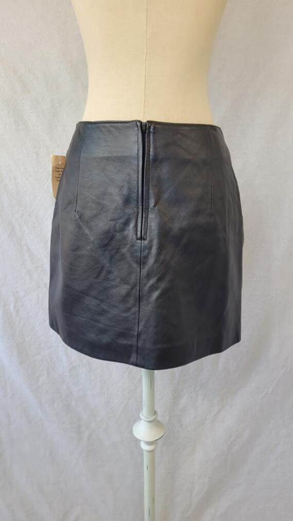 Vintage Early 1990s Black Leather Mini Skirt by W… - image 3