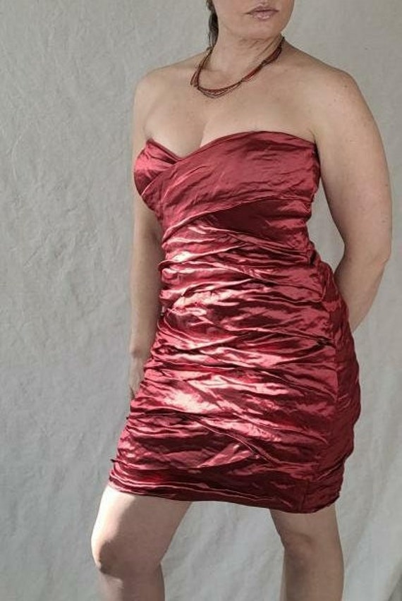 Vintage Early 1990s Nicole Miller Red Dress in Siz